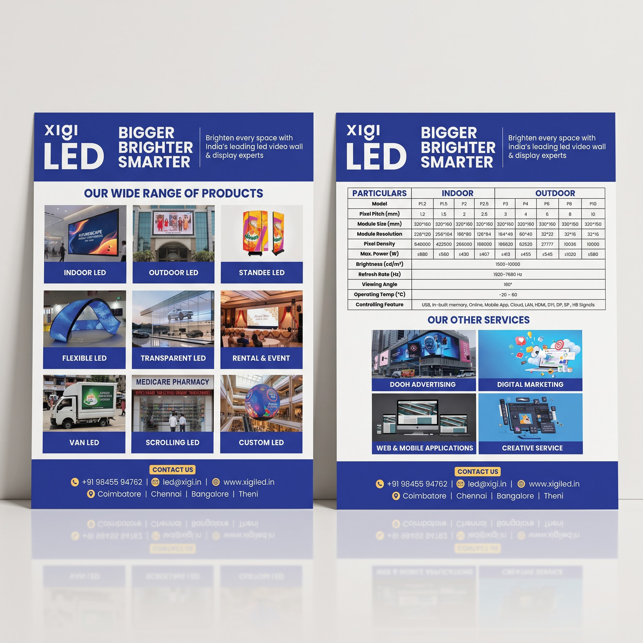 Xigi LED brochure main mockup