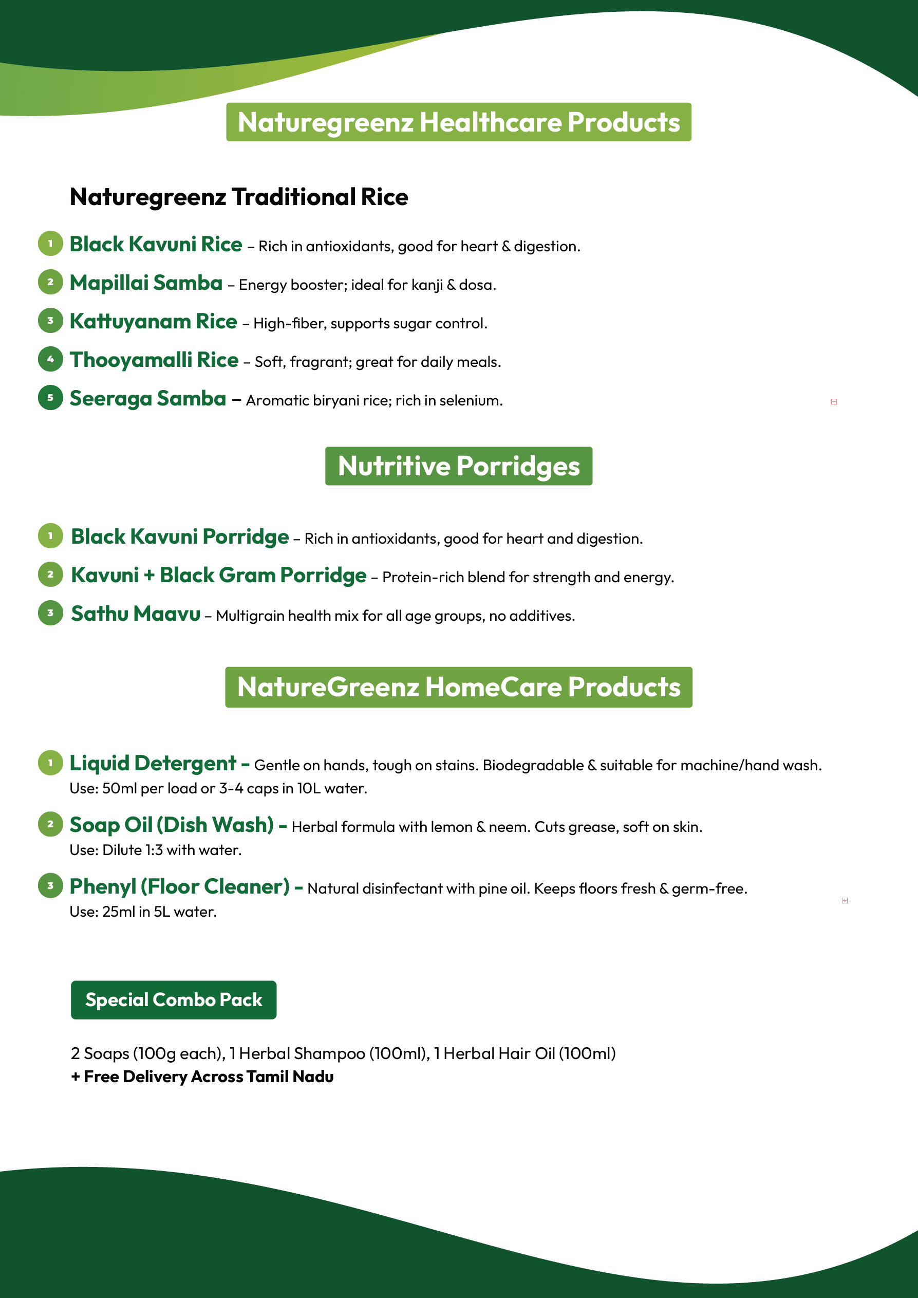 NatureGreenz brochure product spread