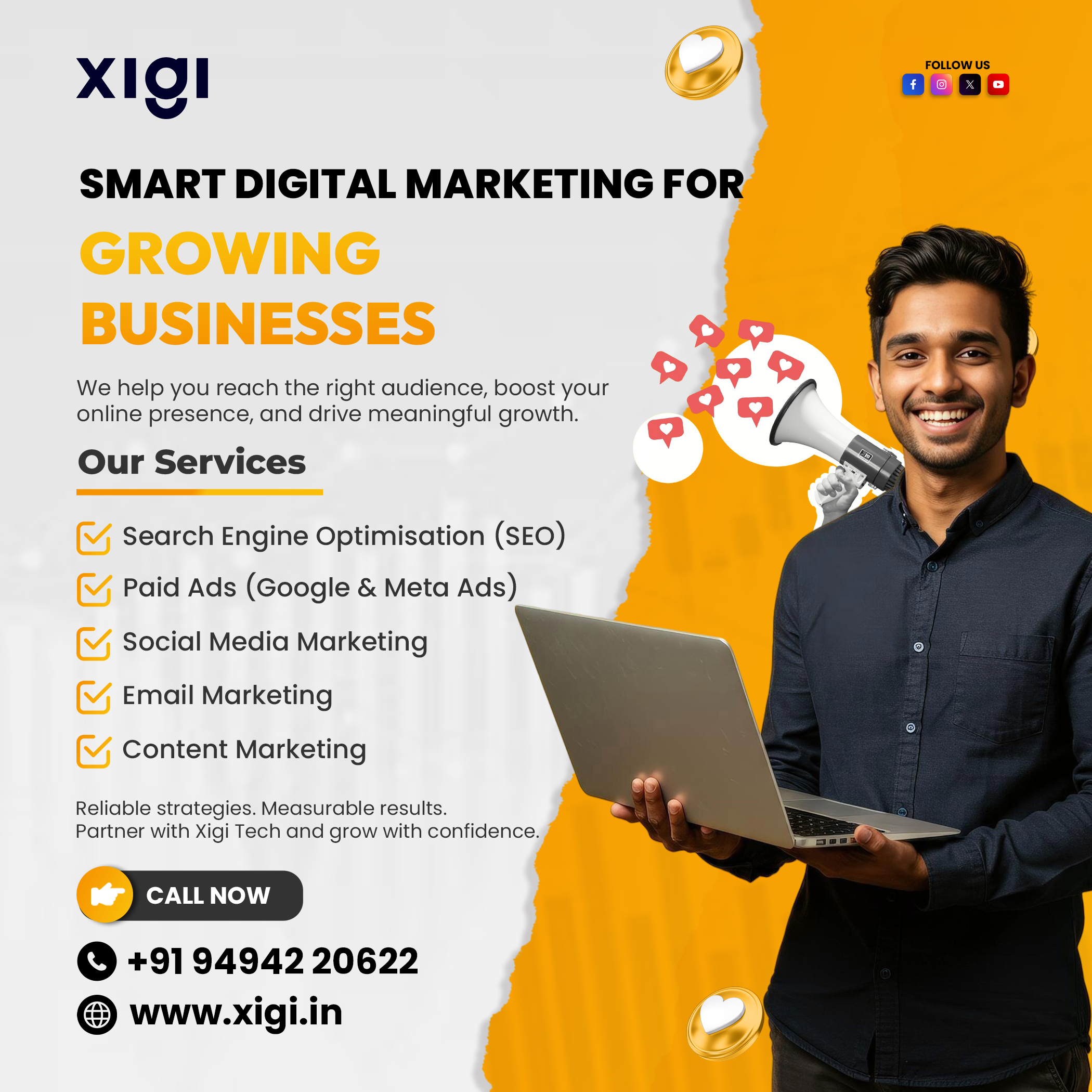XIGI TECH digital marketing poster